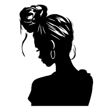 recommend clip art: Messy Bun Girl silhouette  Illustration