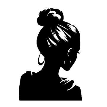 recommend clip art: Messy Bun Girl silhouette  Illustration