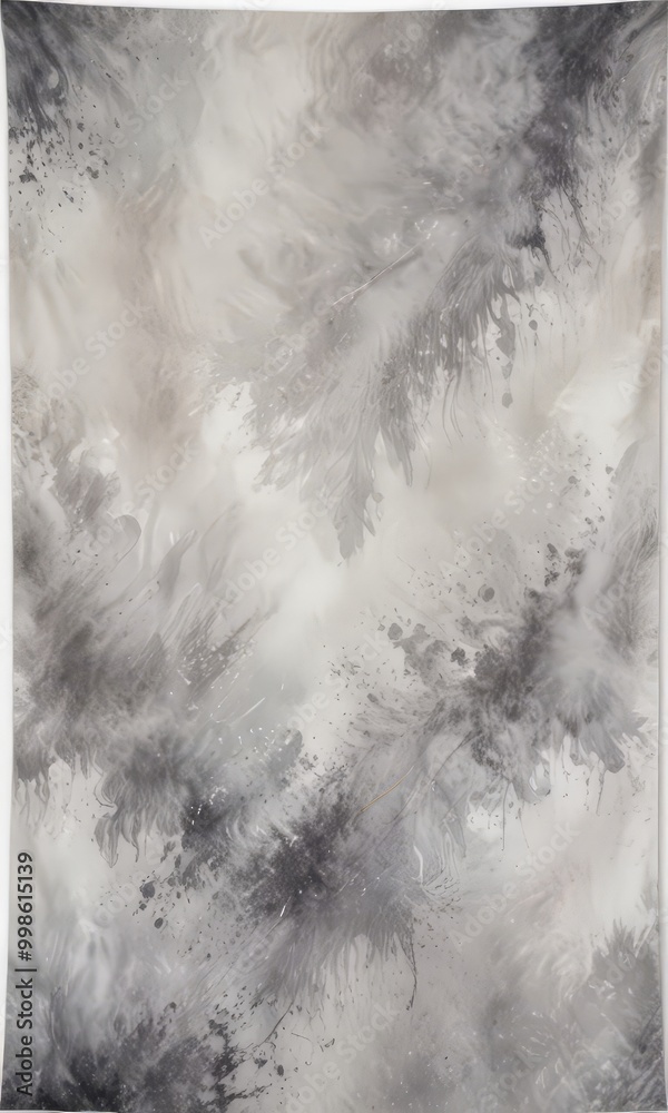 Fototapete abstract artwork: a tapestry of gray and white hues, with splashes of black and white, creating a dy