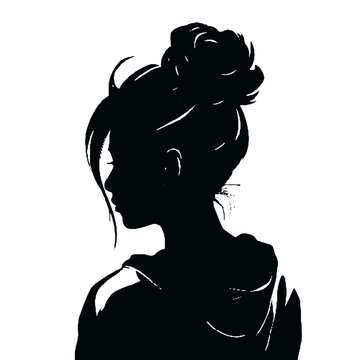 recommend clip art: Messy Bun Girl silhouette  Illustration