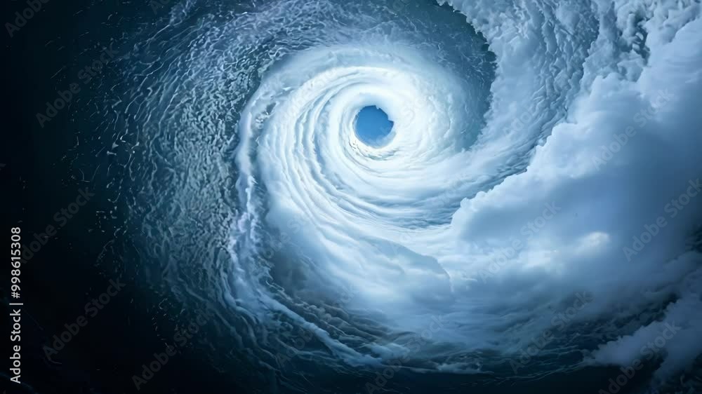 Aufkleber Hurricane is forming a dramatic swirl of clouds over a stormy ocean, creating a mesmerizing and powerful natural phenomenon