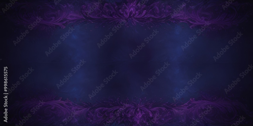 Aufkleber a dark purple background with a symmetrical floral pattern in the center The pattern consists central flower surrounded by two smaller flowers on either side, creating