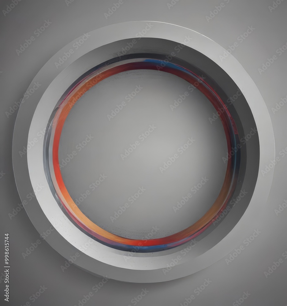 Aufkleber a circular design with a gray background and a vibrant red and orange ring encircling the center