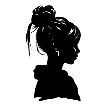 recommend clip art: Messy Bun Girl silhouette  Illustration