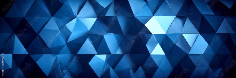Poster a dark blue abstract background composed of numerous triangular shapes, creating a visually striking and geometric pattern