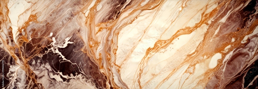Aufkleber a close-up view marble surface with a swirling pattern of light and dark brown hues, creating a sense of movement and depth