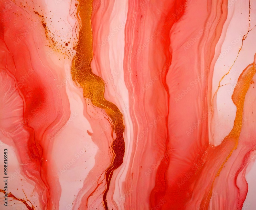 Aufkleber a pink and gold abstract pattern with a marbled effect, creating a visually appealing and dynamic composition