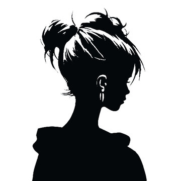 recommend clip art: 
                    Messy Bun Girl silhouette vector illustration