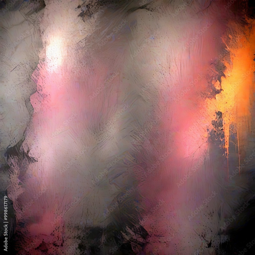Fototapete an abstract representation textured surface, featuring a gradient of colors from dark to light, with splashes of orange and pink adding a dynamic element