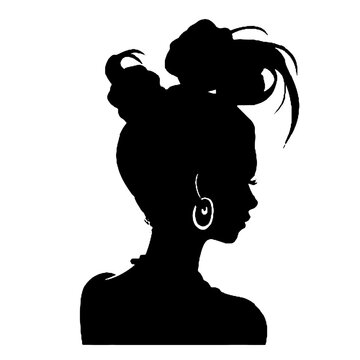 recommend clip art: Messy Bun Girl silhouette vector illustration