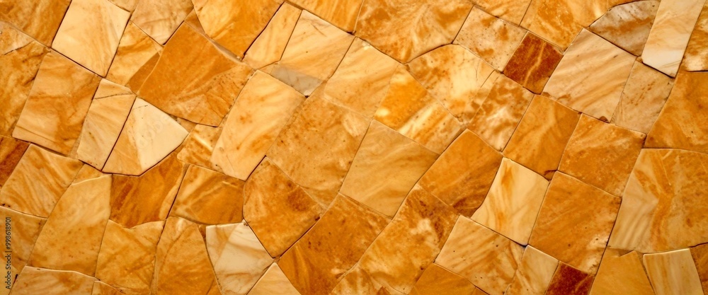 Leinwandbilder a close-up view mosaic made of irregularly shaped tiles in a light beige color, arranged in a diagonal pattern