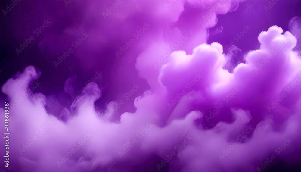 Poster a dramatic sky filled with swirling, purple-hued clouds, creating a sense of movement and depth