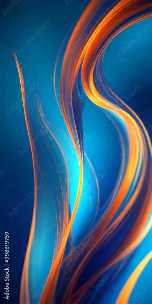 Aufkleber a striking abstract composition of swirling, vibrant orange and blue lines and shapes, creating a dynamic and captivating visual effect