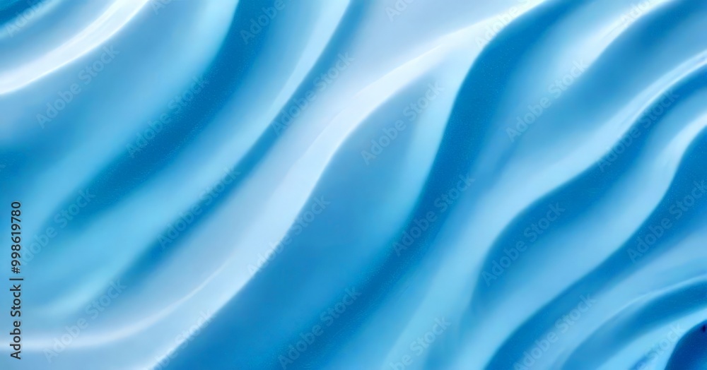 Poster a close-up view blue fabric with a wavy texture, creating a sense of movement and fluidity