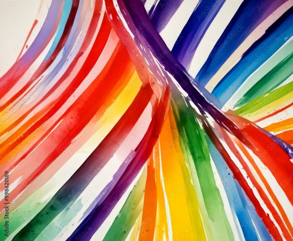 Poster an abstract painting featuring a vibrant array of colorful watercolor strokes, creating a dynamic and visually striking composition