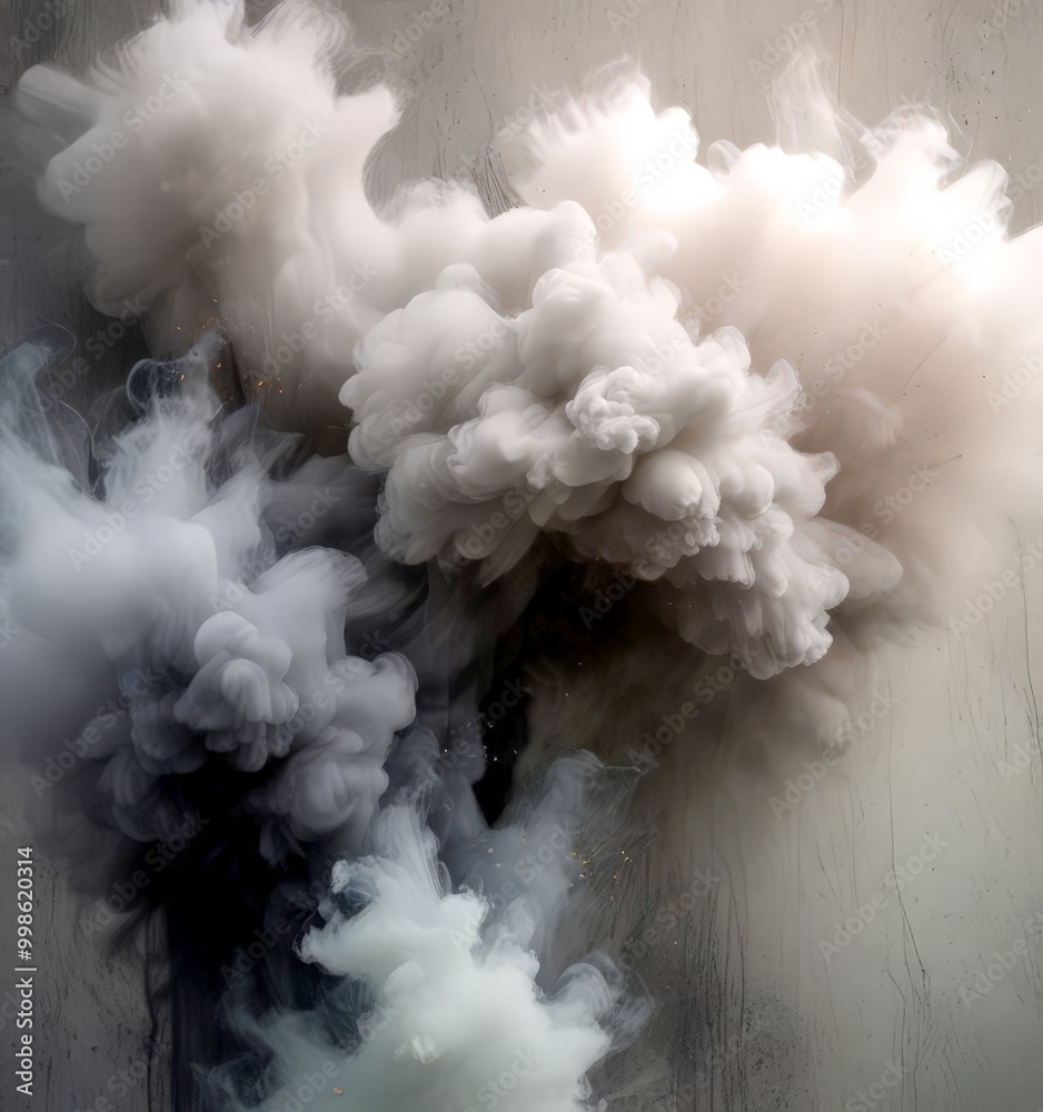 Aufkleber a dramatic scene of white smoke billowing upwards, creating an ethereal and mysterious atmosphere