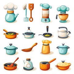 Vibrant Cooking and Kitchen Icon Collection on Warm Minimalist Background