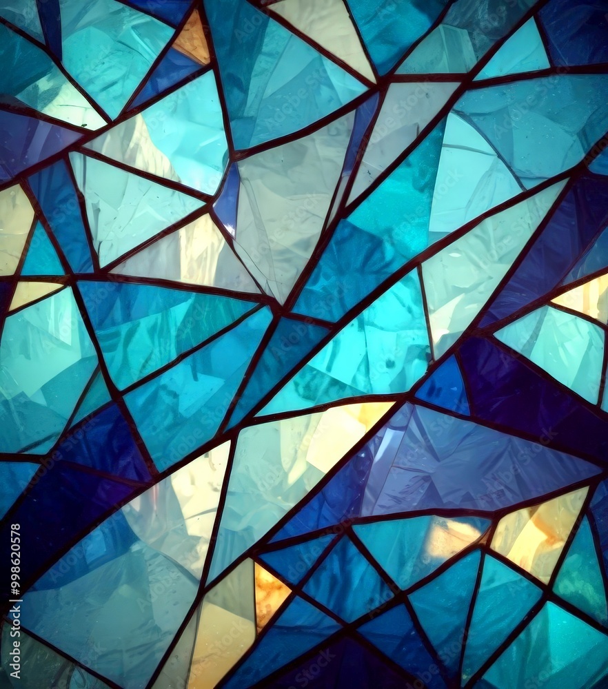 Leinwandbilder a digital representation stained glass window composed of numerous triangular pieces of glass in var
