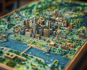 Obraz premium Detailed Close-Up of a Vivid Map Highlighting Geographic Features and Locations for Exploration