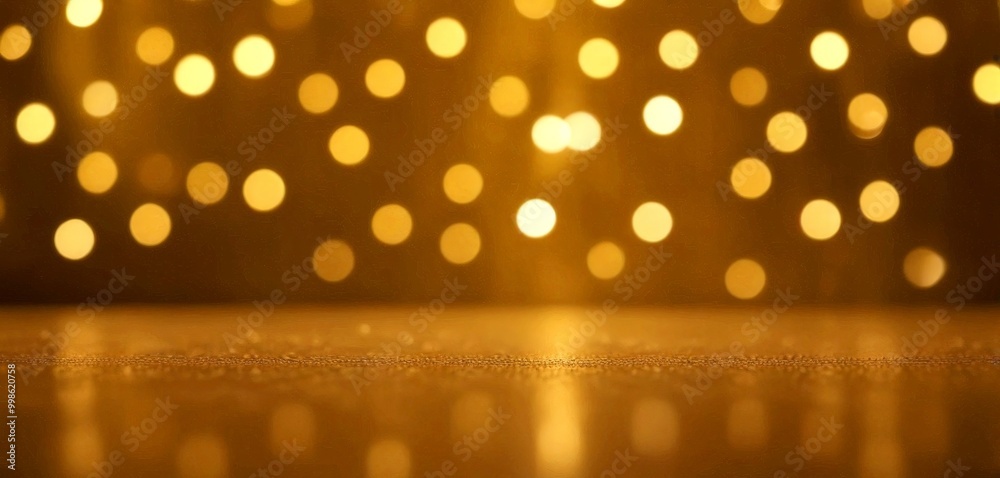 Poster a blurred background of golden lights, creating a warm and festive atmosphere