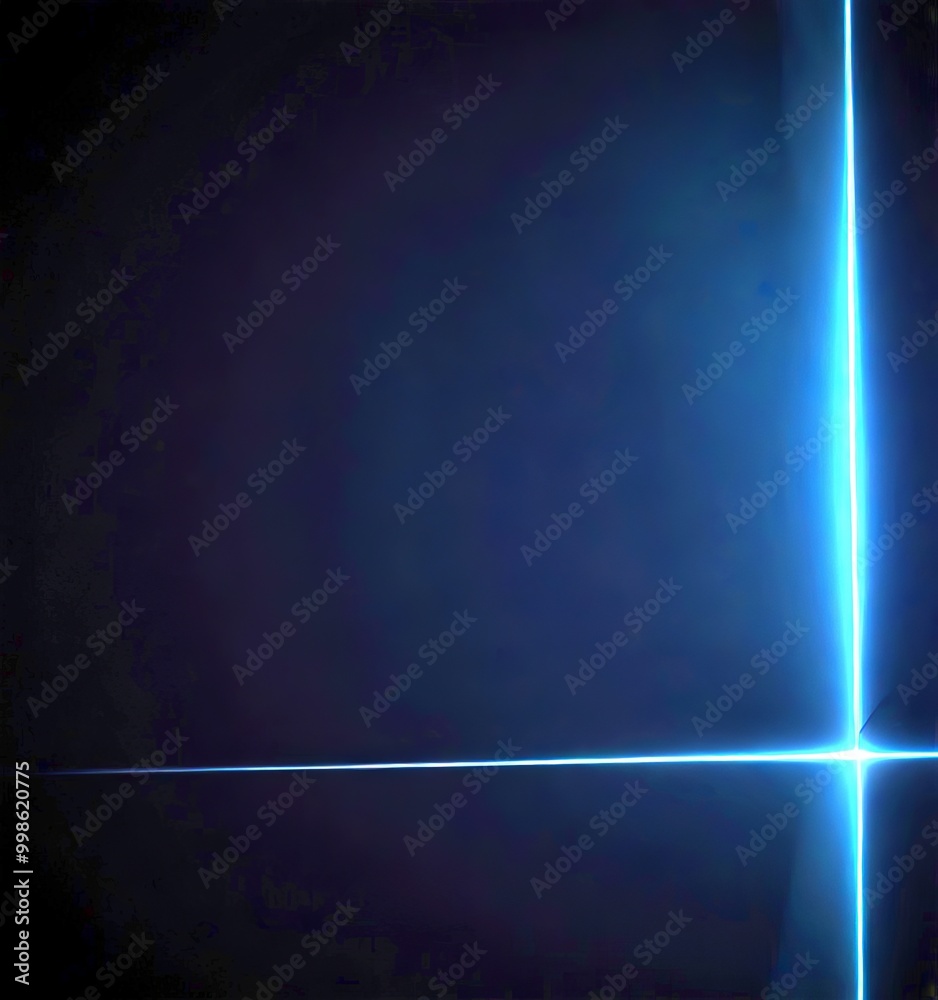 Poster a dark background with a single, bright blue line running diagonally across the center, creating a s
