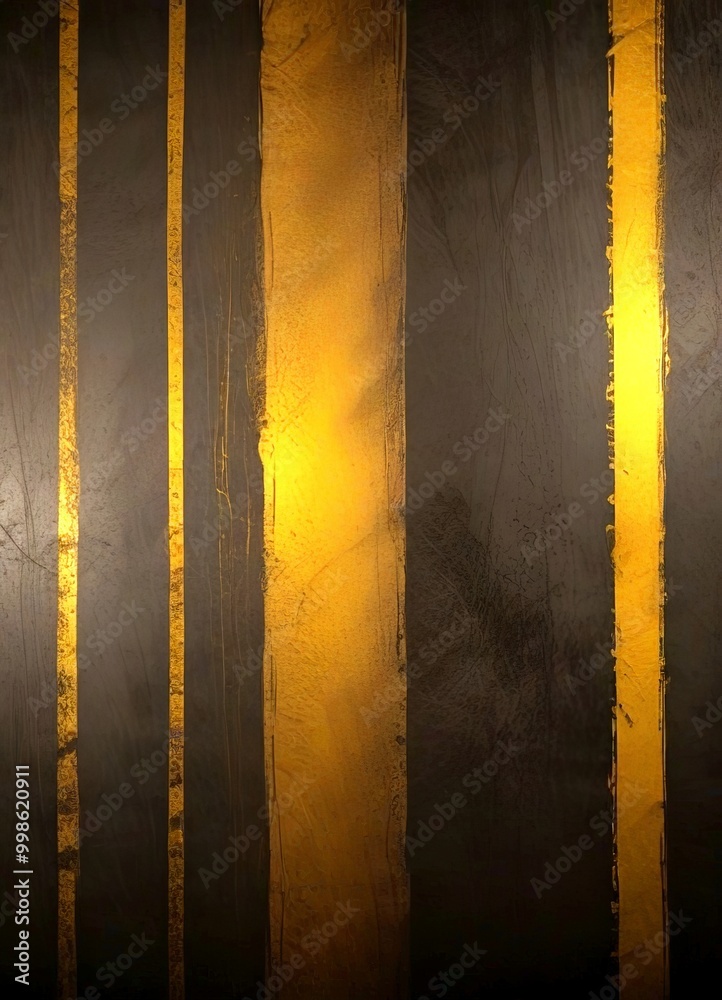 Poster a dark background with vertical lines of varying widths and colors, including a prominent yellow line in the center