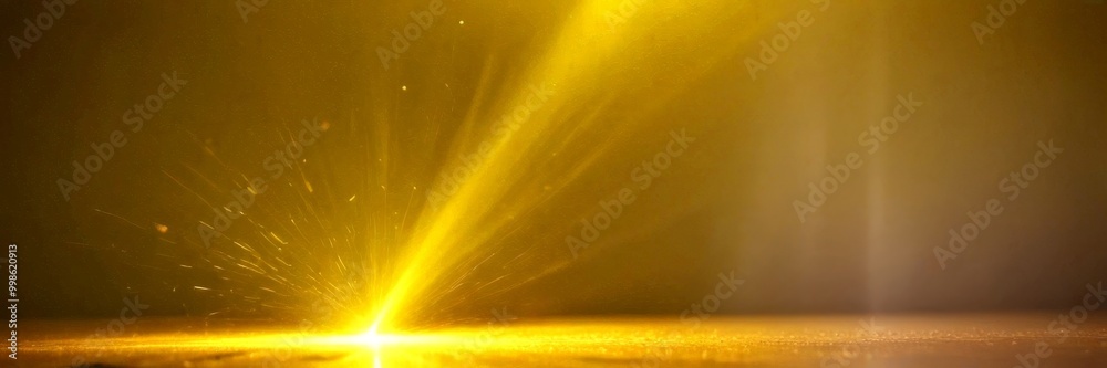 Poster A dramatic lighting effect with a bright, radiant light source and scattered sparks or particles, creating a sense of movement and energy
