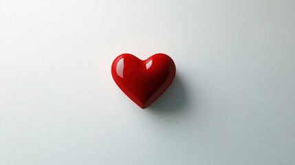 simple red heart floating in the center of a clean white background, creating a minimalist and elegant design -