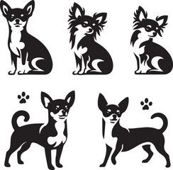 Flat design chihuahua silhouette set