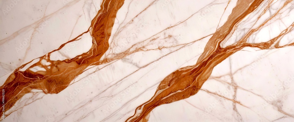 Poster a close-up view marble surface with a striking pattern of light and dark brown marble veins