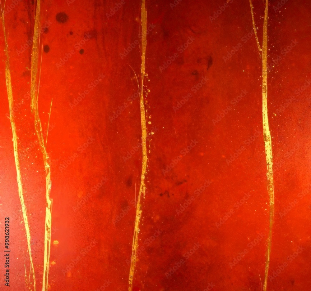 Leinwandbilder a close-up view red surface with gold lines running vertically across it