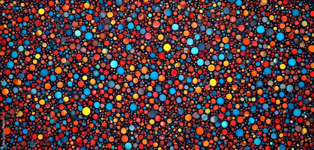 Leinwandbilder a close-up view textured surface with a multitude of small, colorful dots in various shades of red, 