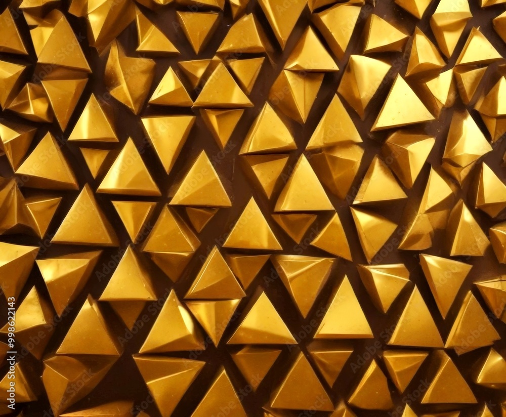 Fototapete a close-up view pattern of golden triangles arranged in a grid-like fashion, creating a visually str
