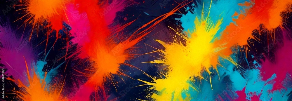 Leinwandbilder a vibrant abstract composition of colorful paint splatters and splotches, creating a dynamic and energetic visual effect
