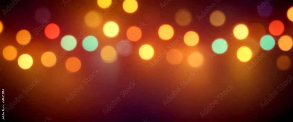 Poster A row of colorful lights, each with a unique hue, creates a mesmerizing display against a dark background