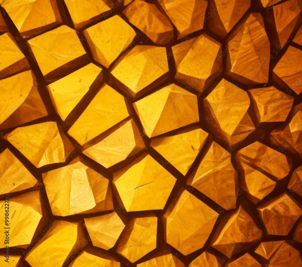 Leinwandbilder a close-up view textured surface composed of irregularly shaped wooden blocks arranged in a mosaic pattern The blocks vary in size and color, creating a visually