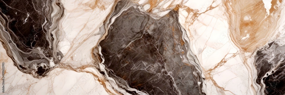Poster a close-up view marble surface with a marble pattern featuring a mix of gray, brown, and white color