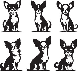 Flat design chihuahua silhouette set