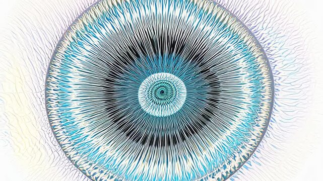 close-up of a lens or optical element with intricate, radial patterns resembling a circular, technological design