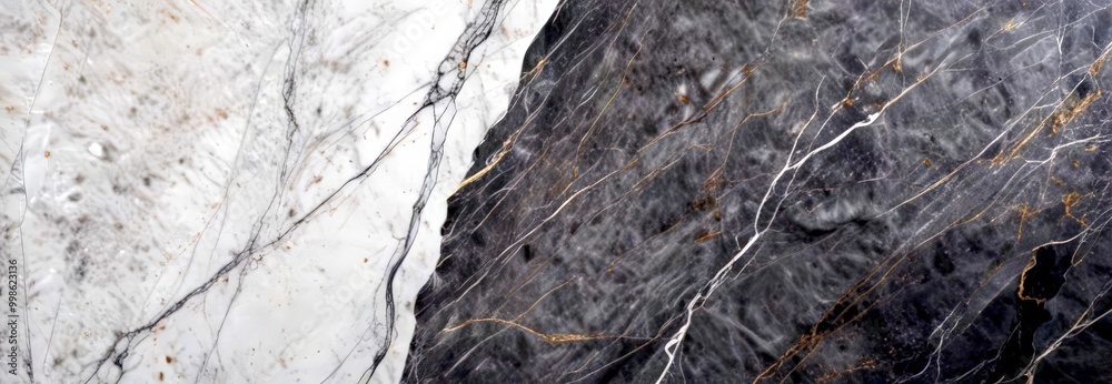 Leinwandbilder a close-up view marble surface with a dark gray and light gray marble section, featuring a textured and irregular pattern
