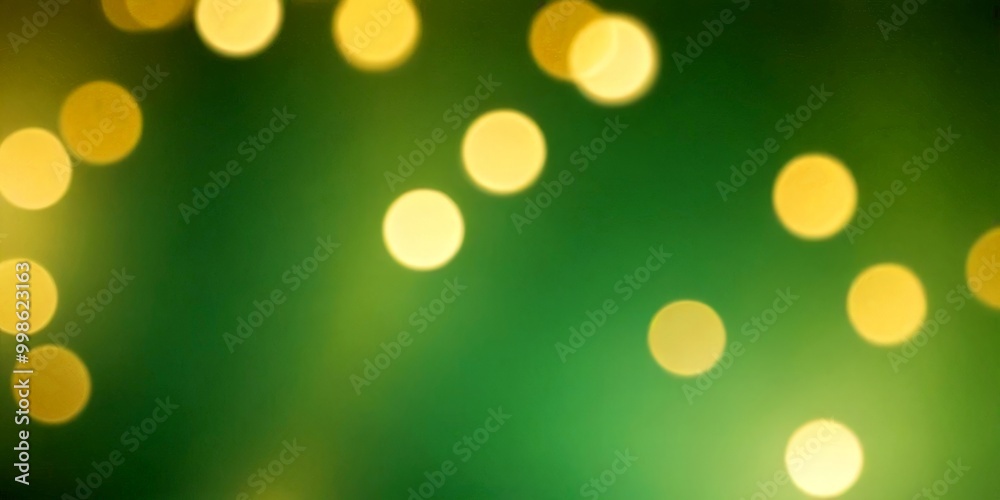 Poster a blurred background with a pattern of yellow and green circles, creating a bokeh effect