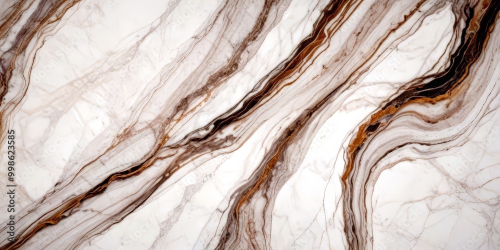 Poster a close-up view marble surface with a swirling pattern of light and dark brown marble