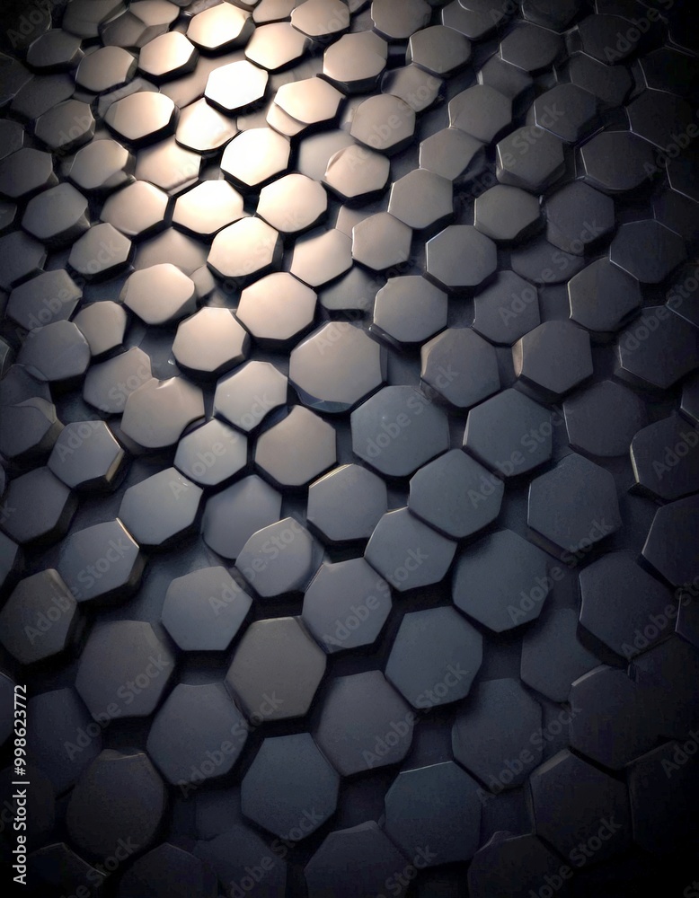 Aufkleber a close-up view dark, textured surface composed of numerous small hexagonal shapes arranged in a repeating pattern