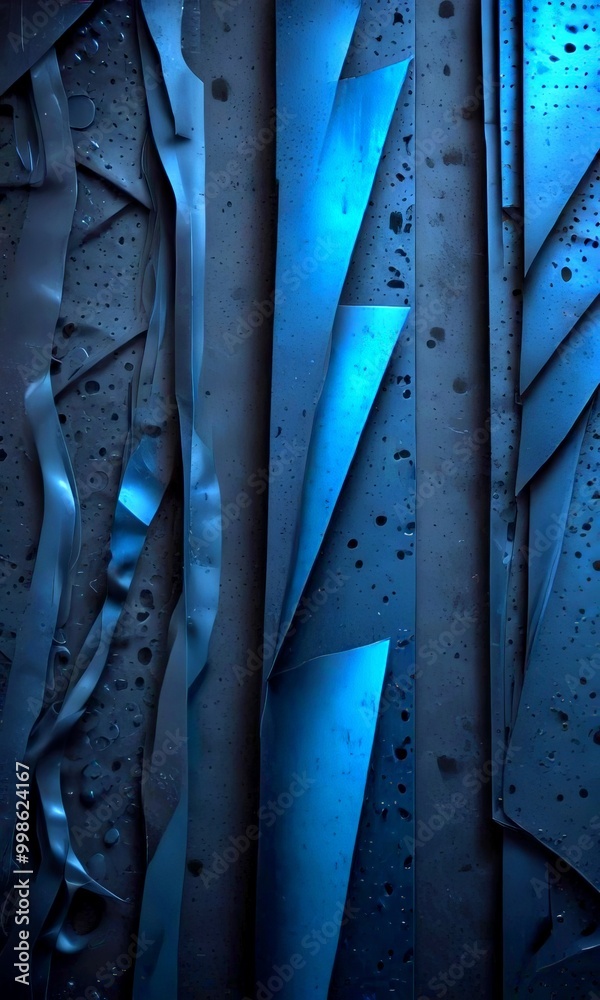 Aufkleber a dark blue abstract background with a series of overlapping triangular shapes, creating a sense of depth and complexity