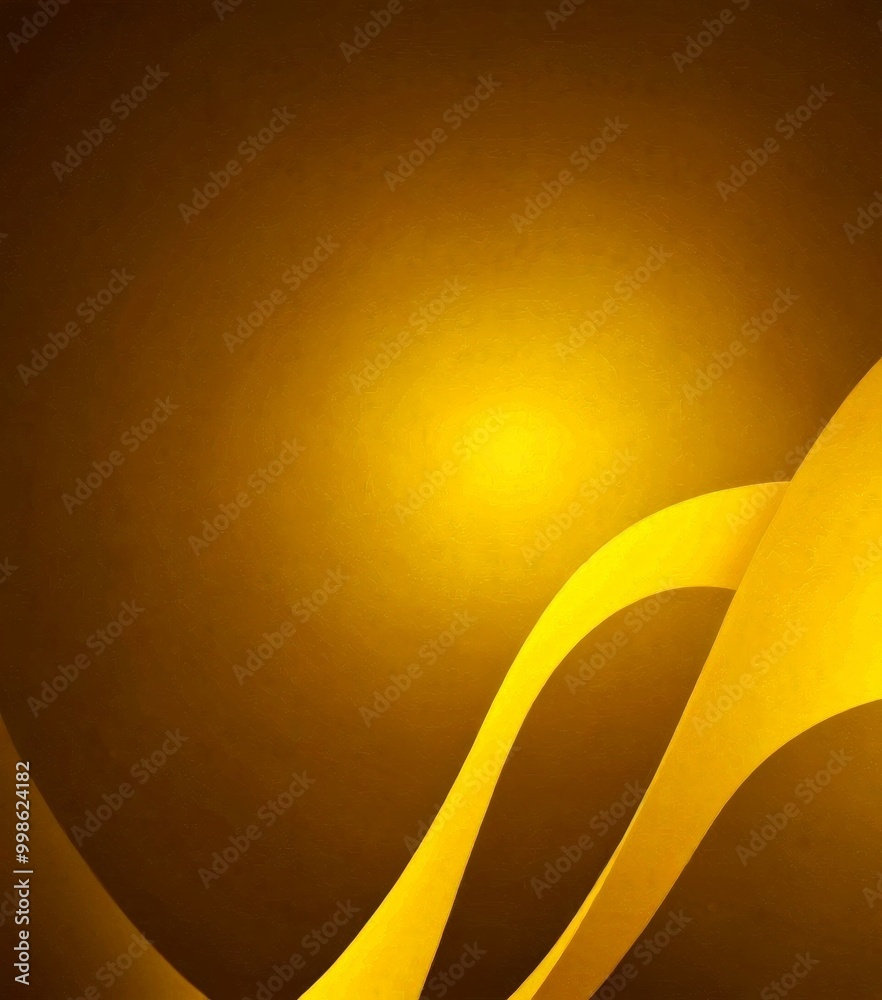 Leinwandbilder a gradient background transitioning from a dark brown at the top to a lighter shade at the bottom, with a central yellow line that curves and bends, creating a sense of