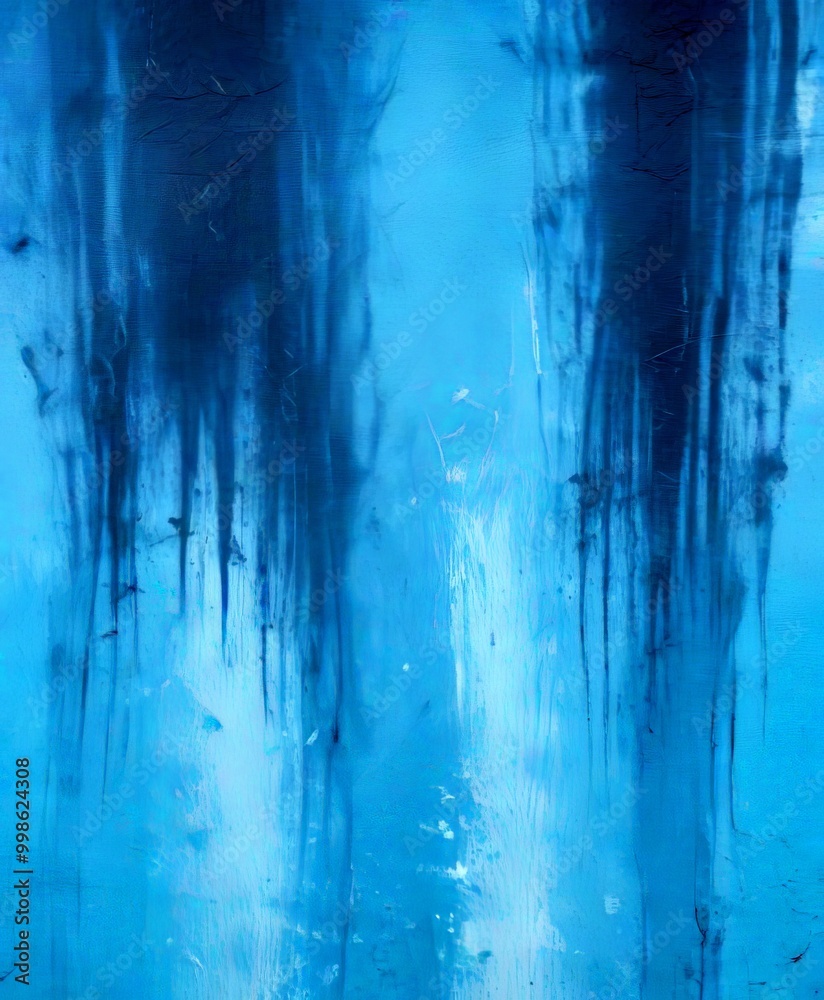 Leinwandbilder a textured blue surface with vertical lines and splatters of color, creating an abstract and dynamic visual effect