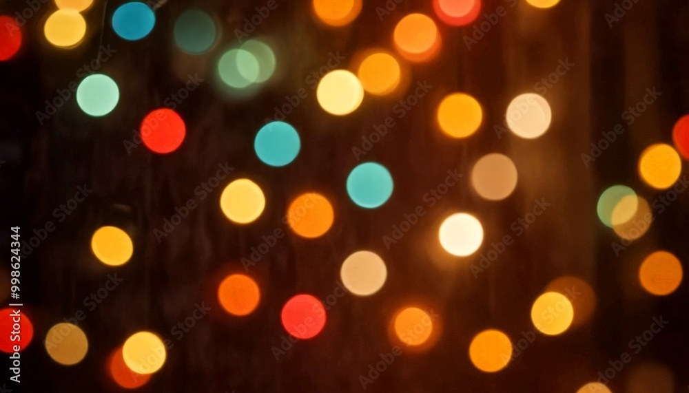 Leinwandbilder A close-up view dark background adorned with a multitude of colorful, blurred lights, creating a bokeh effect