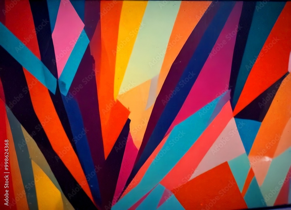 Fototapete a vibrant abstract composition of intersecting lines and shapes in a variety of bright colors, creating a dynamic and visually striking pattern