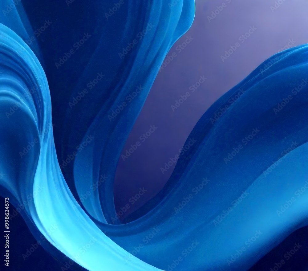Poster a dynamic abstract composition of flowing, curving lines in shades of blue, transitioning from a darker blue at the top to a lighter blue at the bottom The background is