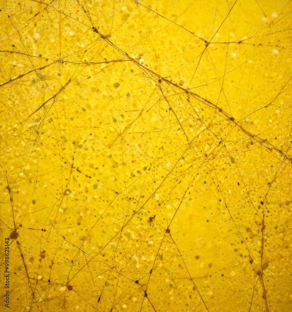 Fototapete a close-up view textured yellow surface with a network of intersecting lines and dots, creating a complex pattern